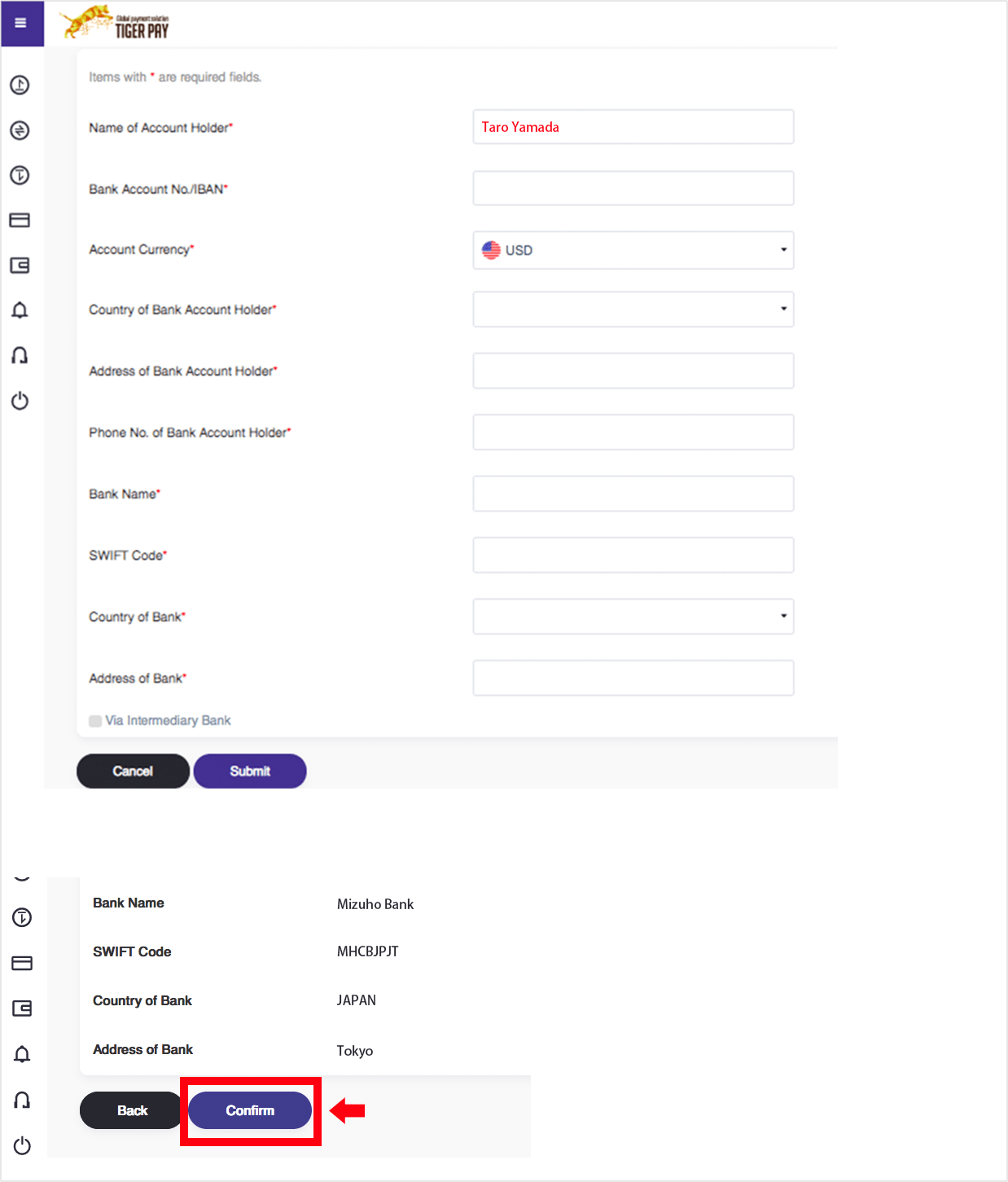 Enter all items by input and pull-down selection, and click[Next].