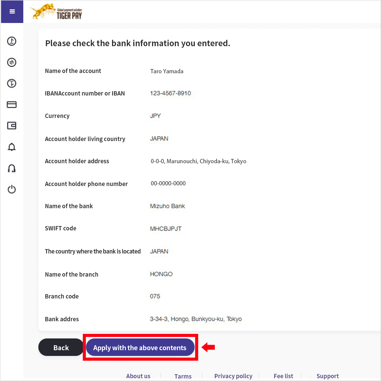 Check the input contents for errors, and if there is a mistake