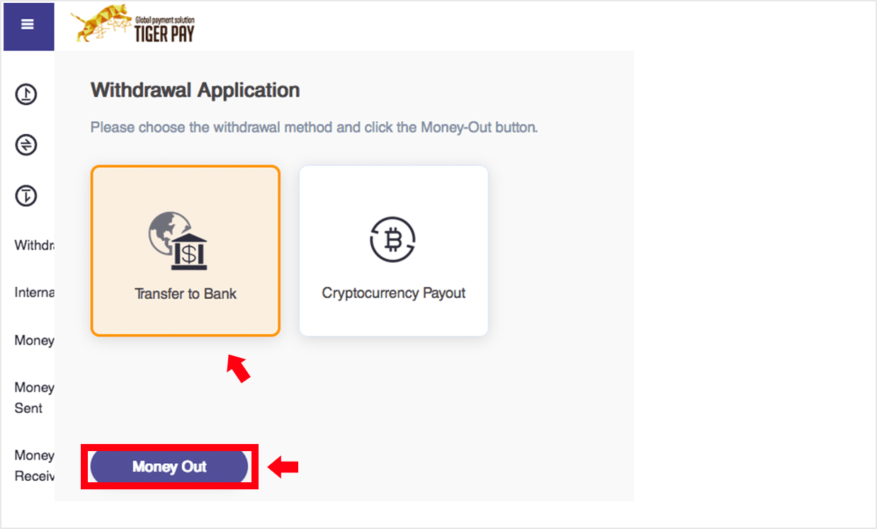 Select [Bank account remittance] and click [Next]