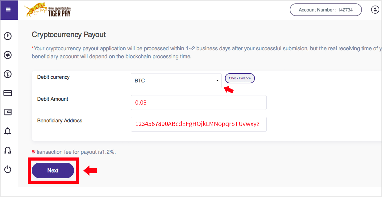 Select the type of withdrawal